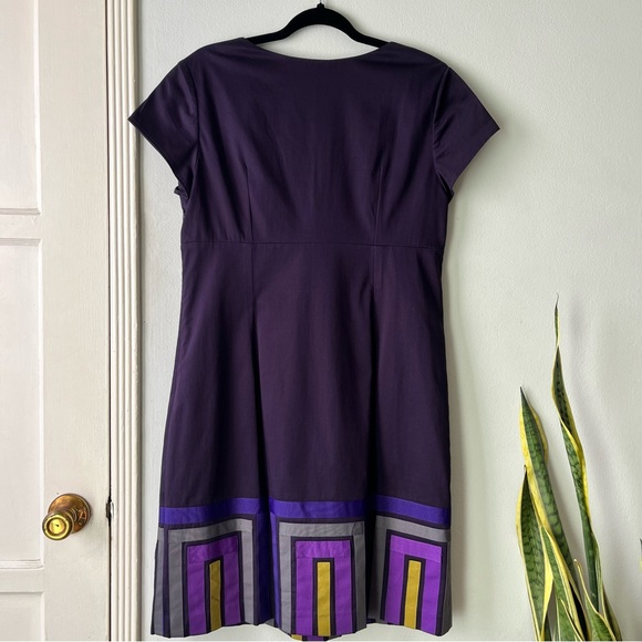 Boden•geometric•navy/purple sheath dress•sz 10 - Picture 2 of 10